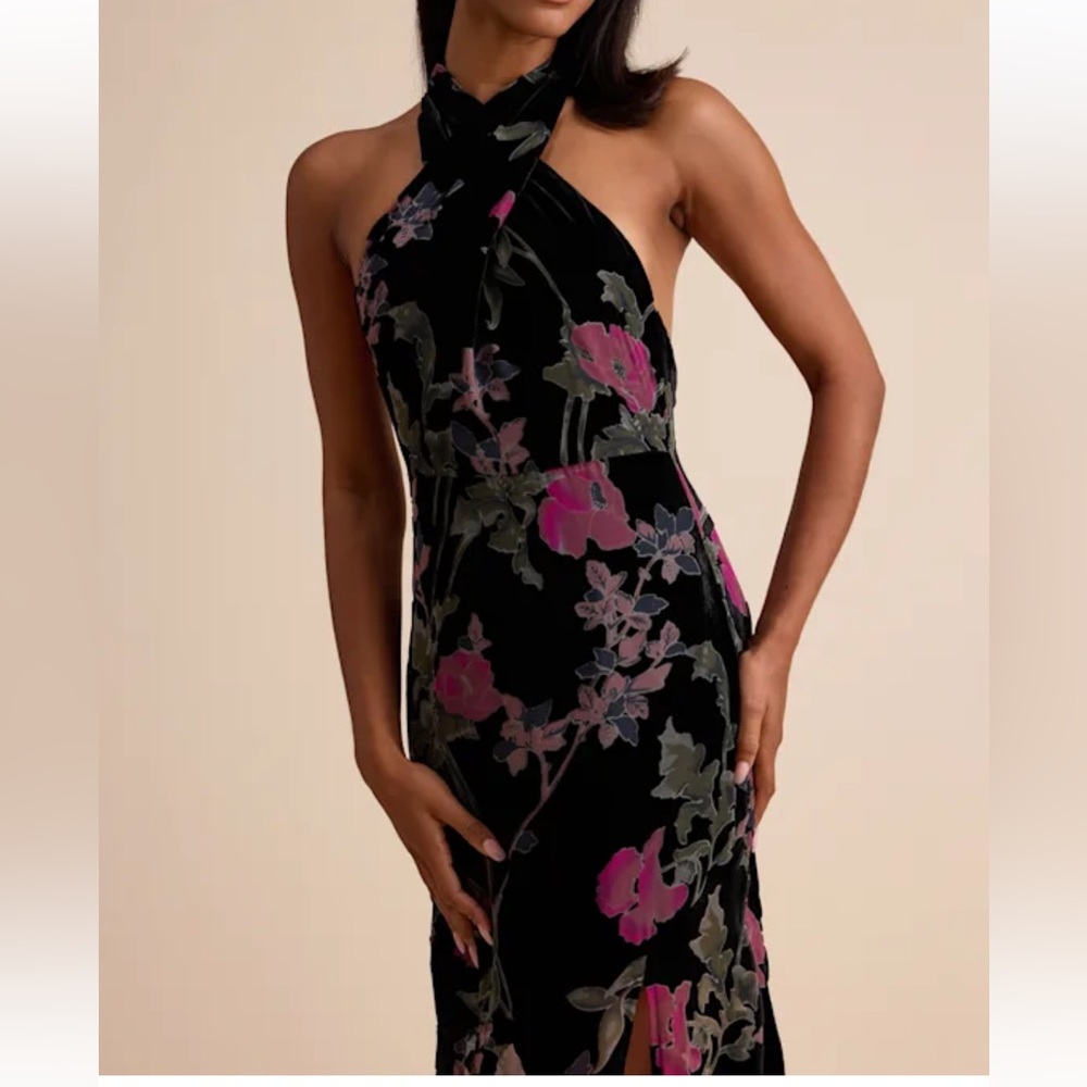 Lulu's Black and Pink Floral Maxi Dress - Picture 3 of 5